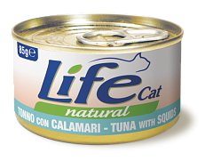 Консерва для кошек Тунец с Кальмарами Life Cat Natural Tuna & Squids