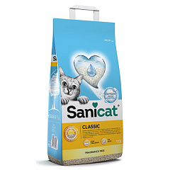 Минеральный впитывающий антибактериальный наполнитель для котов без пыли и запаха Sanicat Classic