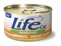 Консерва для кішок Куряче філе з Креветками Life Cat Natural Chicken Fillets & Shrimps
