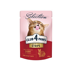 Вологий корм для котів Смужки з Кроликом у соусі Club 4 Paws Premium Selection Strips Rabbit Вологий корм для котів Смужки з Кроликом у соусі Club 4 Paws Premium Selection Strips Rabbit