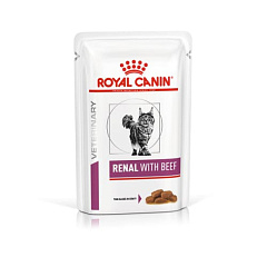 Влажный лечебный корм с говядиной для взрослых кошек с заболеваниями почек Royal Canin Veterinary Renal With Beef