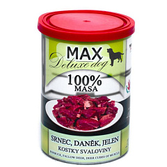 Консервированное мясо для собак Олень, Косуля, Лань FALCO MAX Deluxe Dog 100% Meat Roebuck, Fallow Deer, Deer Cubes Muscle