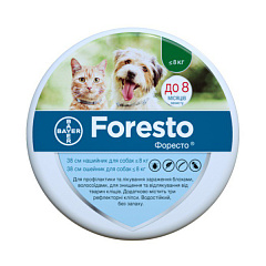 Протипаразитарний нашийник для собак та котів вагою до 8 кг від бліх, кліщів та волосоїдів Форесто Bayer Foresto Dogs & Cats