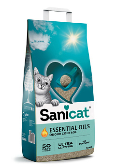 Ультракомкующийся наполнитель для котов с эфирным маслом без аромата Sanicat Essential Oils Ultra Clumping No Perfume