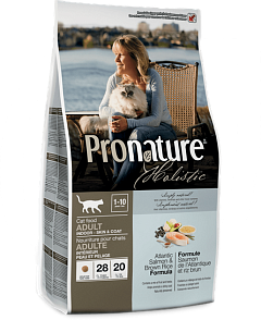 Сухий холістик для дорослих кішок з атлантичним лососем і коричневим рисом Pronature Holistic Adult Atlantic Salmon&Brown Rice