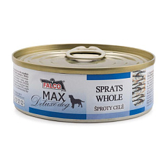 Консервированная рыба для собак Целые Шпроты FALCO MAX Deluxe Dog 100% Fish Whole Sprats