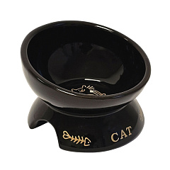 Керамическая миска для котов на подставке Золотой кот Golden Cat Stand Nobby