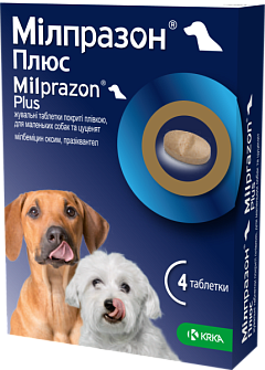 Антигельмінтні жувальні пігулки широкого спектру дії для цуценят та міні собак Мілпразон Плюс KRKA Milprazon Plus Puppy & Mini Dog